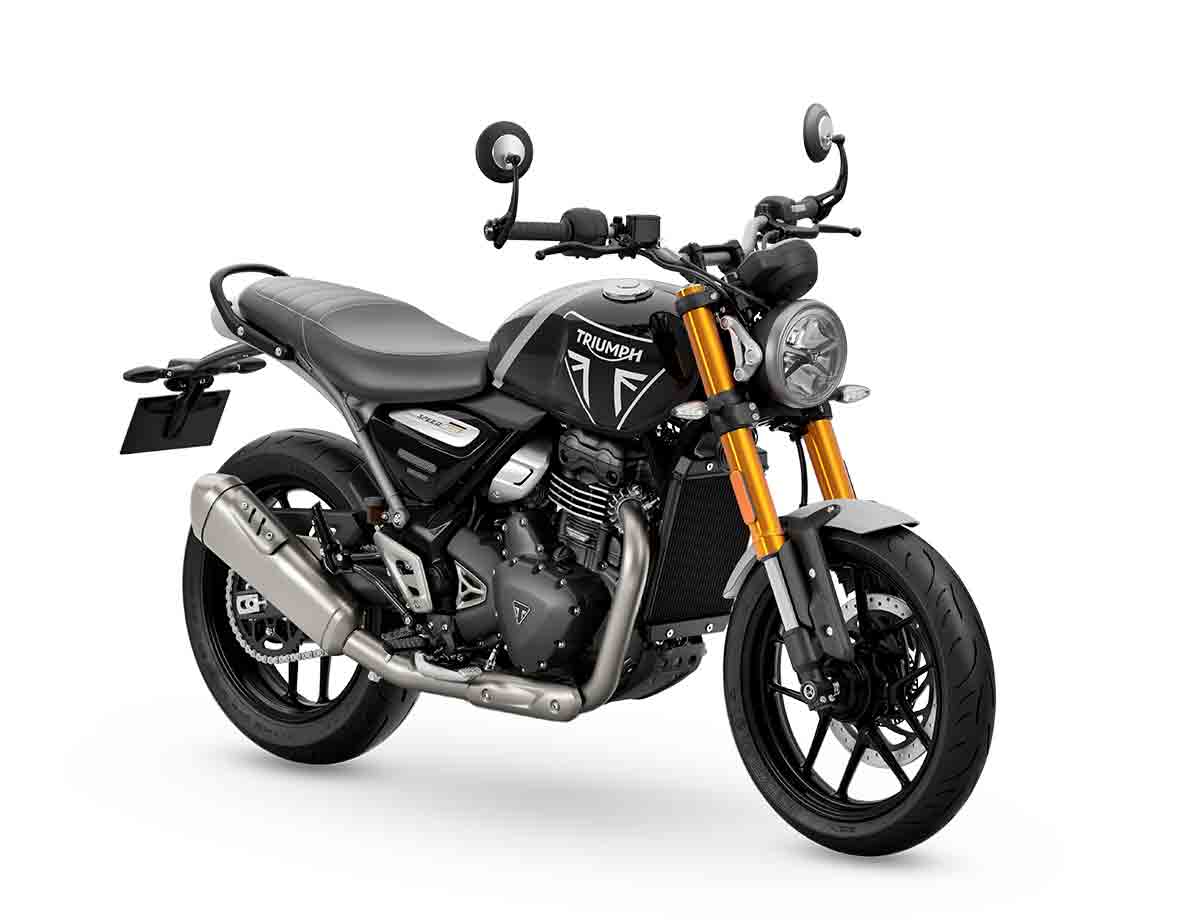 Triumph Speed 400 motorcycle in studio view