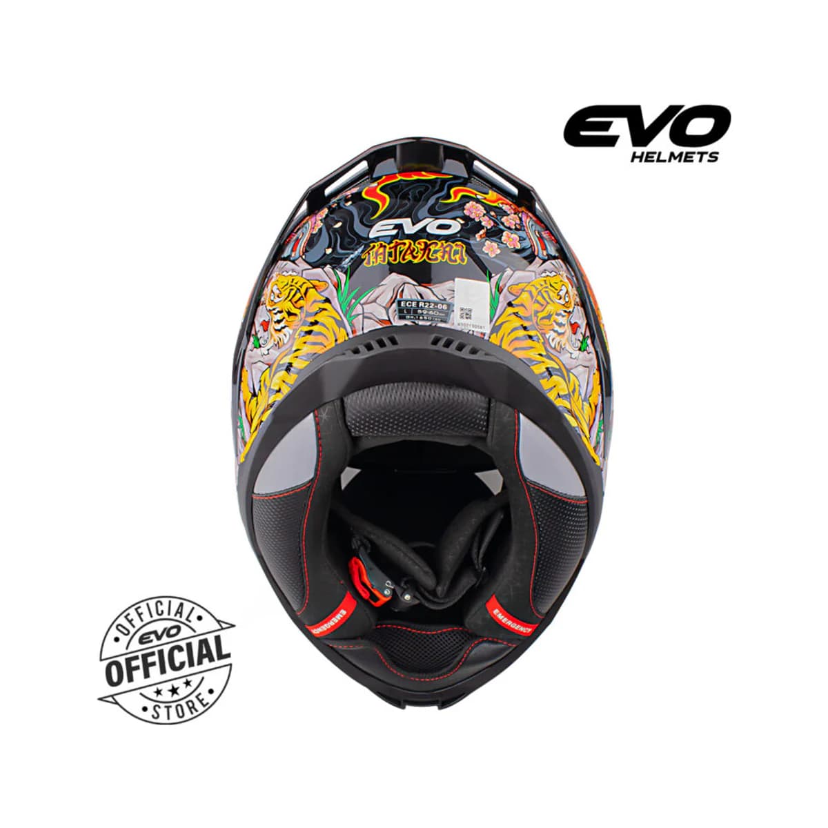 EVO SR-09 full-face motorcycle helmet in black and red