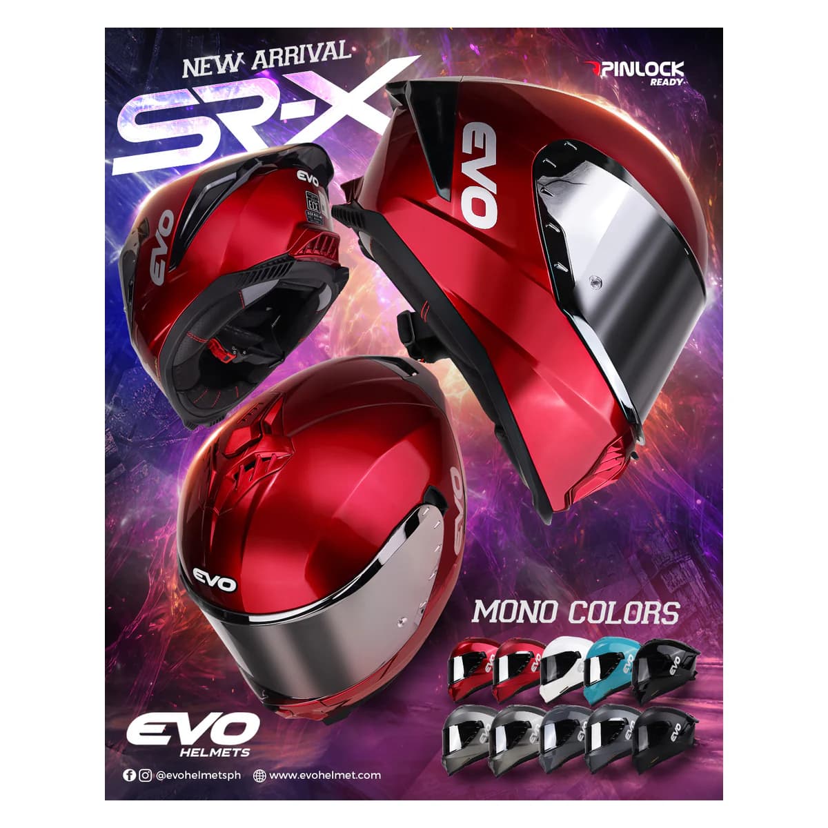 EVO SR-X Mono Colors full-face motorcycle helmet