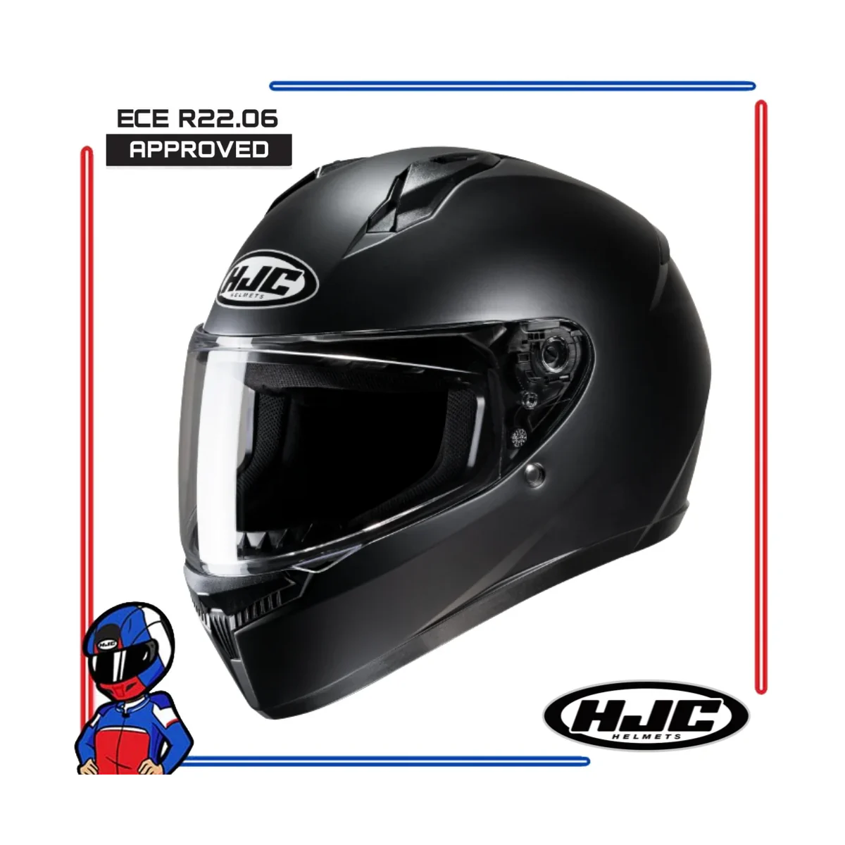 HJC C10 full-face motorcycle helmet in semi-flat black