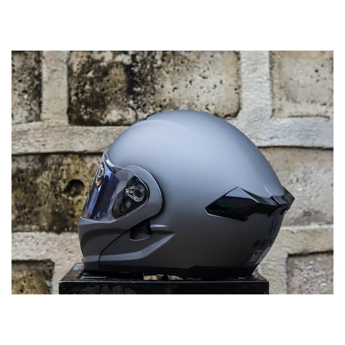 HNJ A119 modular dual-visor motorcycle helmet in matte gray