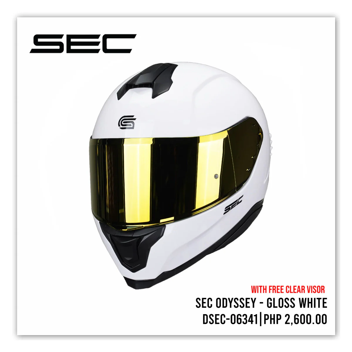 SEC Odyssey modular motorcycle helmet in gloss white