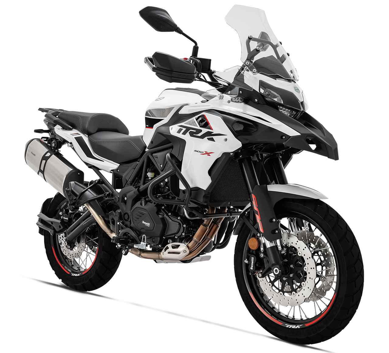 Benelli TRK 502X adventure motorcycle in studio view