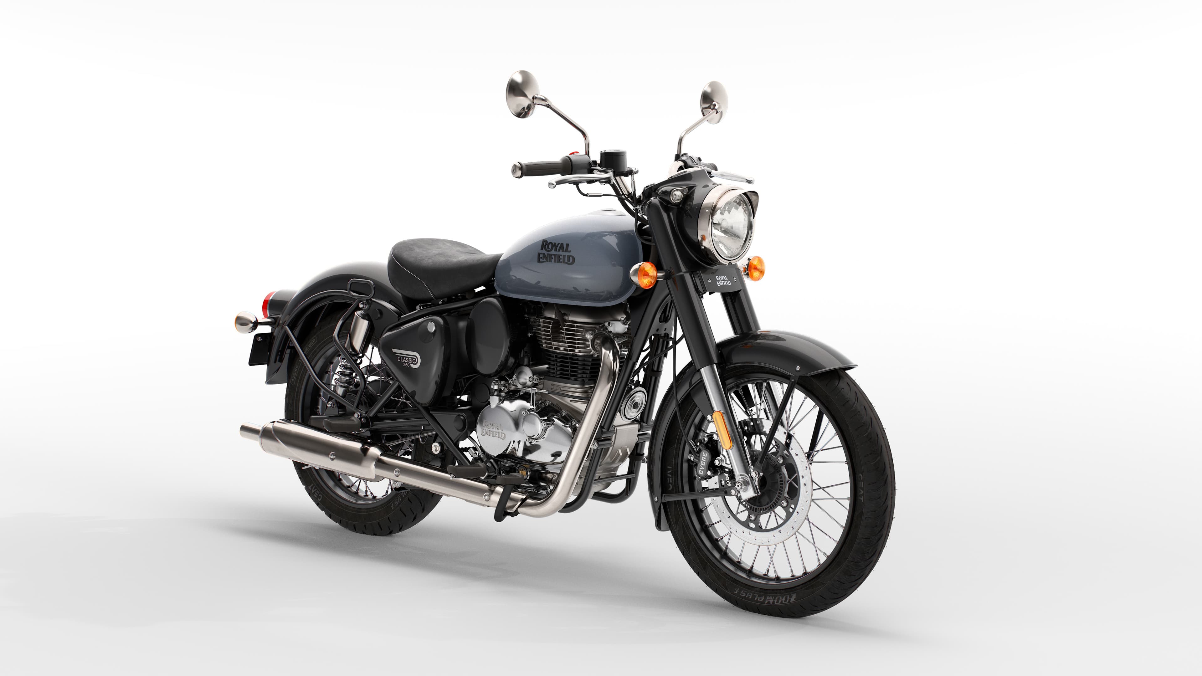 Royal Enfield Classic 350 motorcycle in studio view