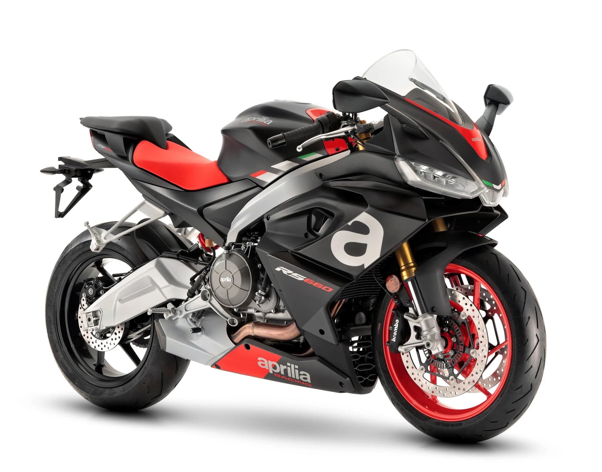 Aprilia RS 660 sport motorcycle in studio view