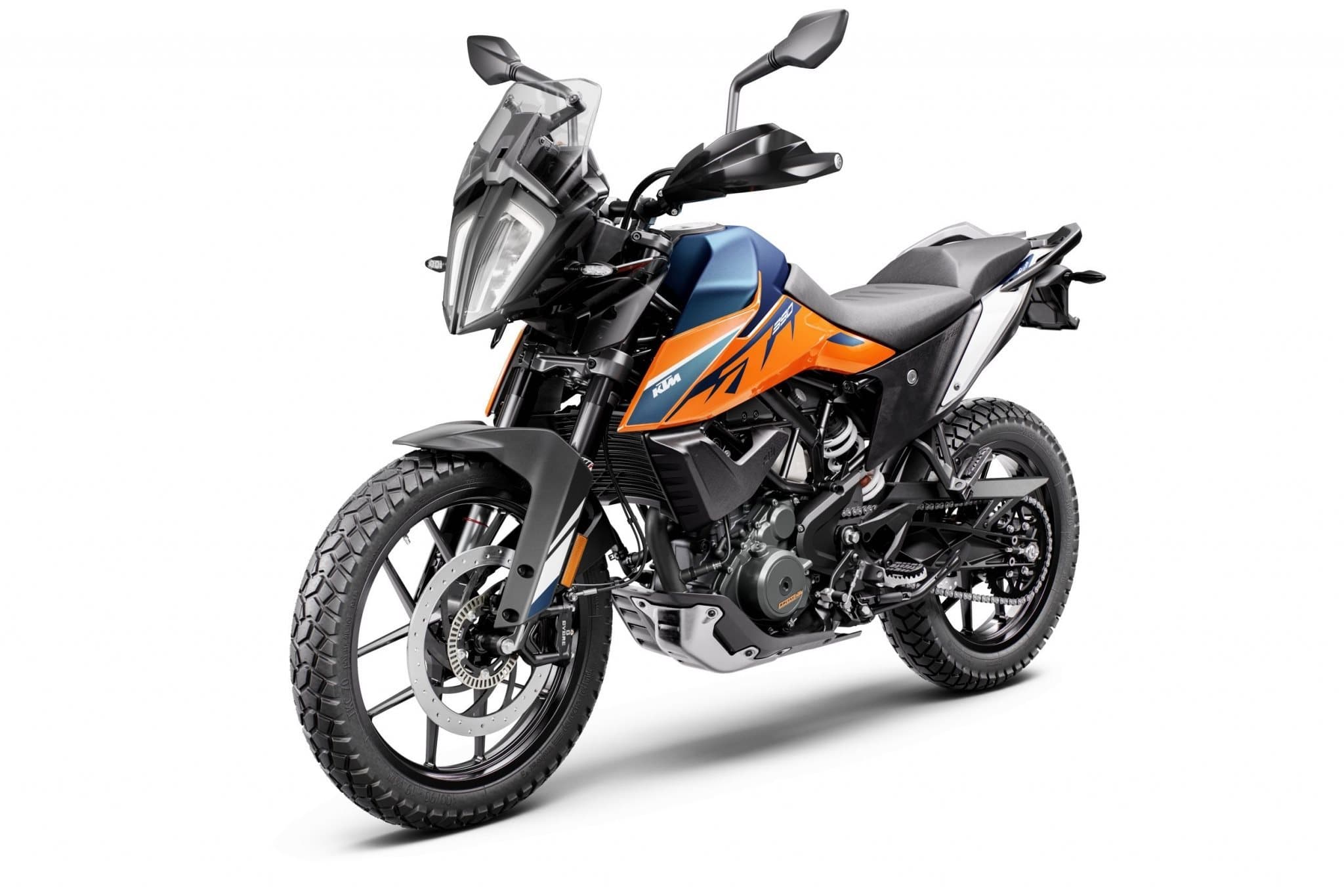 KTM 390 Adventure 2023 motorcycle in studio view